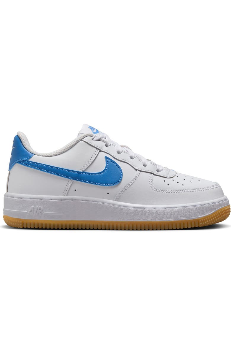 Nike Kids
Air Force 1 Sneaker, Alternate, color, White/ Blue Beyond/ Brown