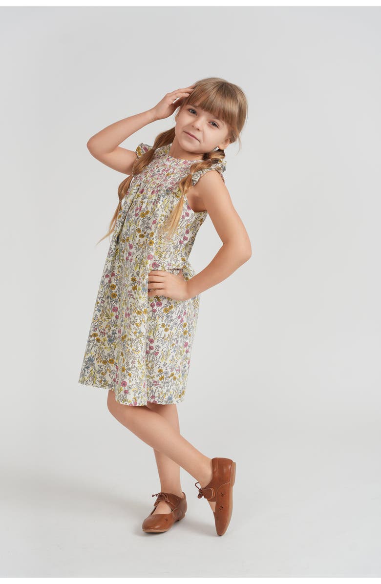 Charlotte & George Ruffle Sleeve Floral Woven Jumper, Alternate, color, Blue