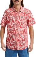 Quiksilver Terra Classic Abstract Print Short Sleeve Stretch Cotton Button-Up Shirt