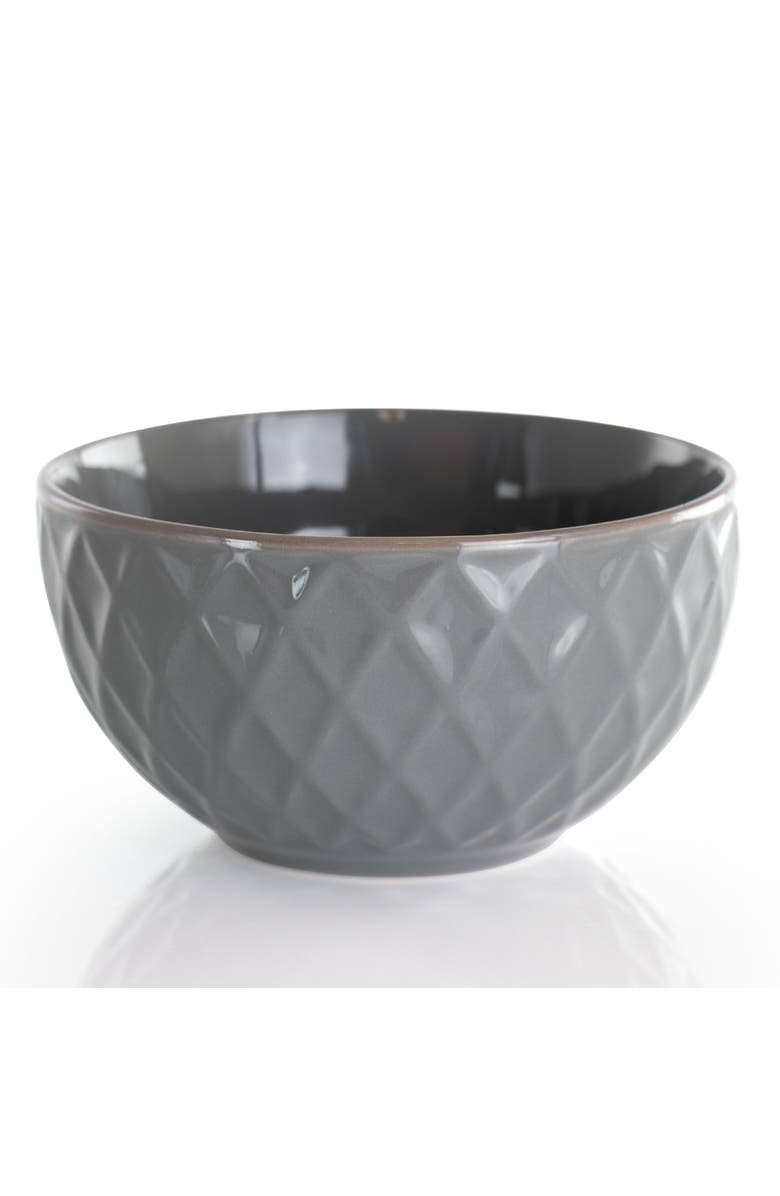 Elama Tahitian Diamond 16 Piece Stoneware Dinnerware Set, Alternate, color, White