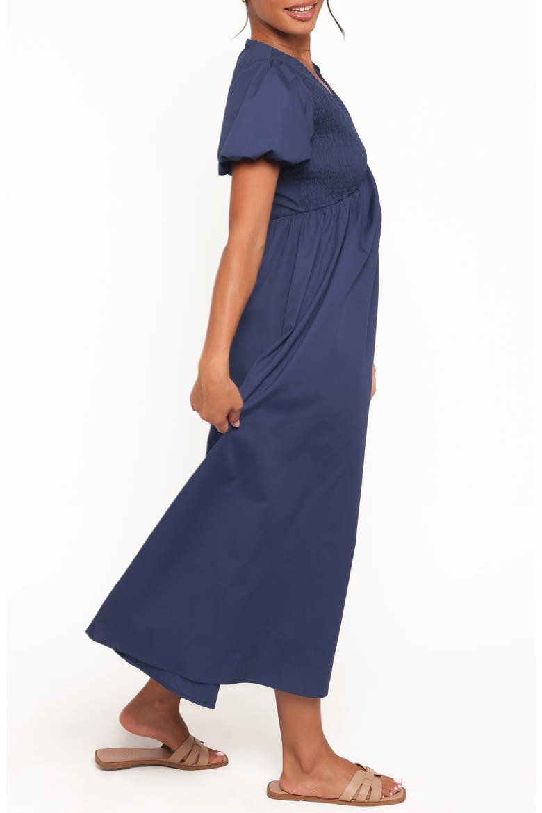 Ilyana Puff Sleeve Cotton Maxi Dress, Alternate, color, NAVY