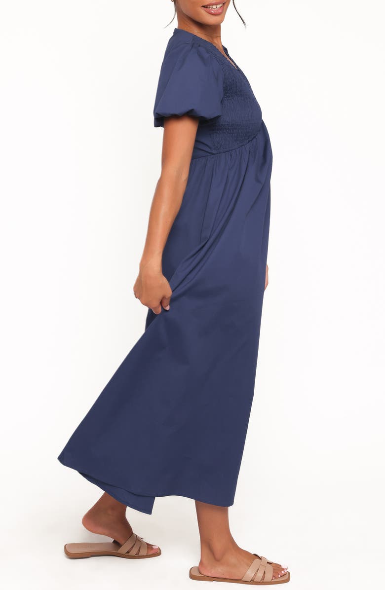 Petal & Pup Ilyana Puff Sleeve Cotton Maxi Dress, Alternate, color, Navy