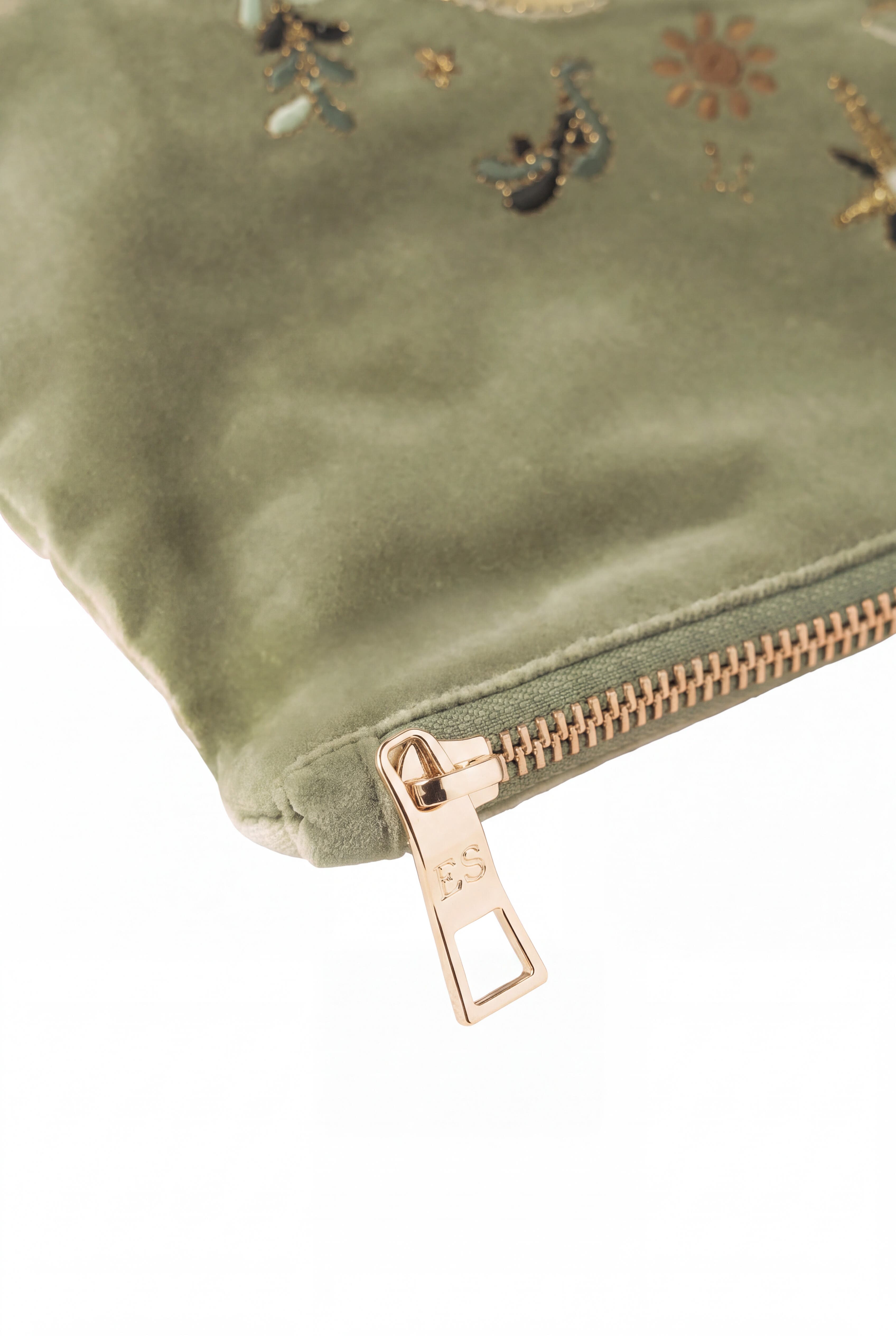 Mystical Horse Velvet Everyday Pouch, Alternate, color, Olive