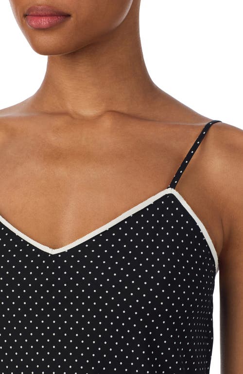 Ralph Lauren Lauren Dot Print Strappy Ballet Nightgown In Black