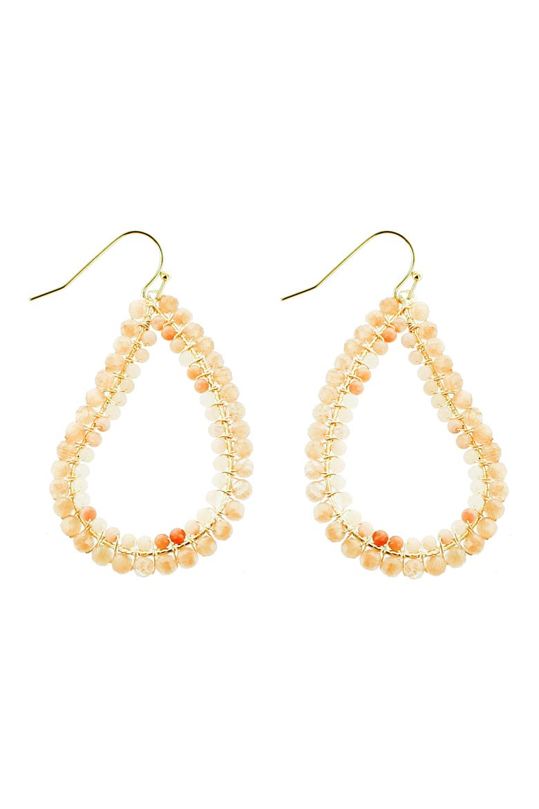 Beaded Teardrop Earrings, Main, color, PEACH