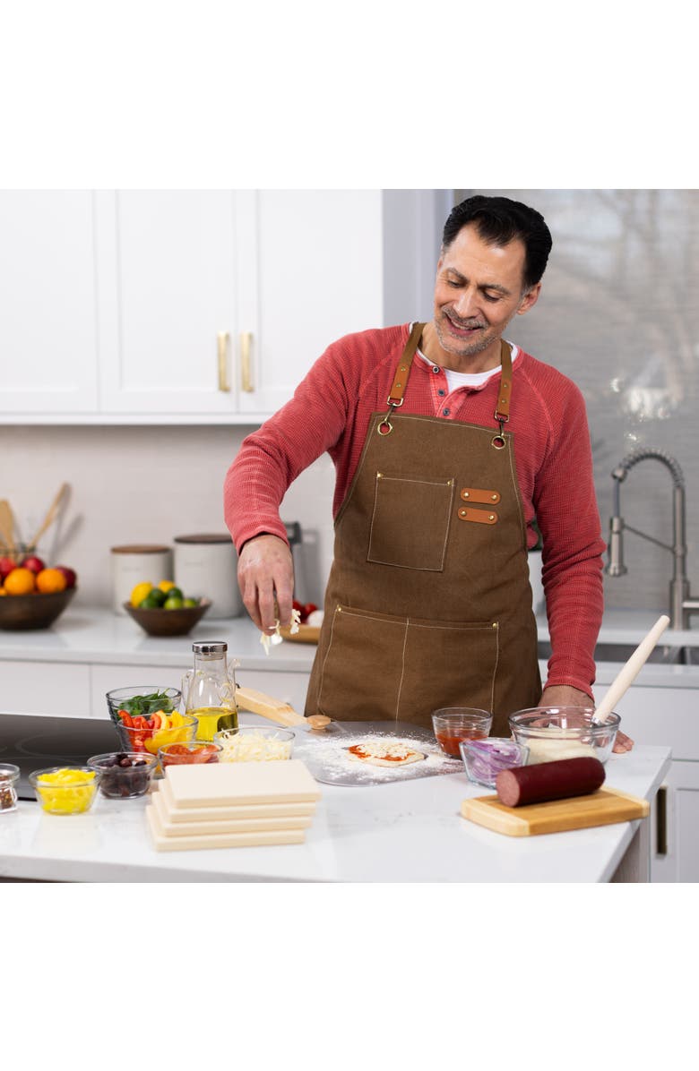 Old Stone Cordierite Square Pizza Stone 4 Piece Set, 7.5x7.5-Inch, Alternate, color, Beige