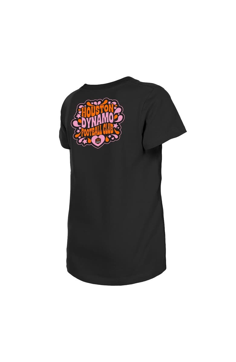 New Era Girls Youth New Era Black Houston Dynamo FC Bubble Heart T-Shirt, Alternate, color, Black