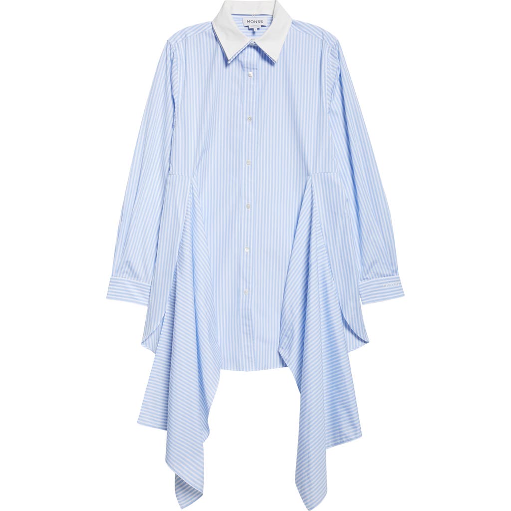 Monse Cascade Front Stripe Button-up Shirt In Light Blue Stripe