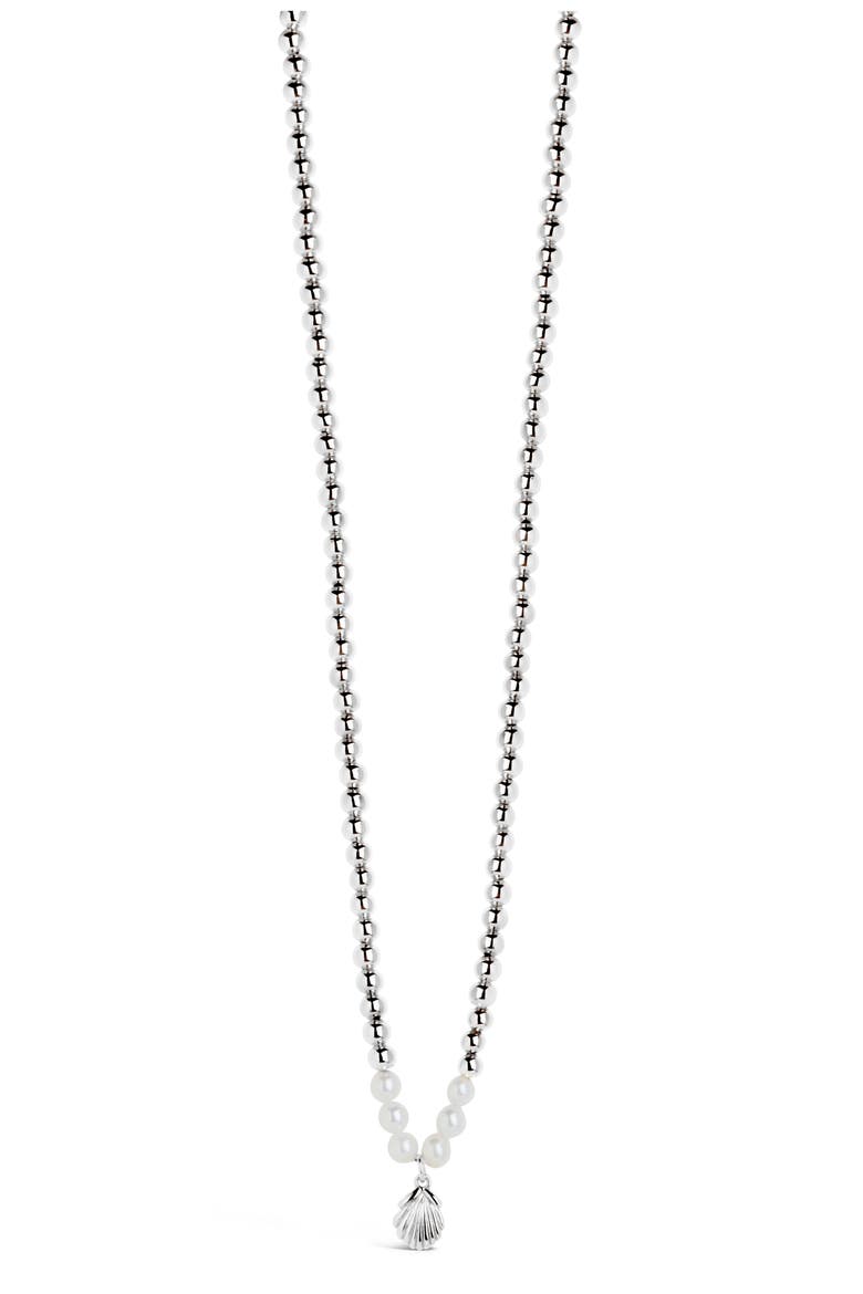 Marjorie Seashell Pendant Pearl Necklace, Alternate, color, SILVER