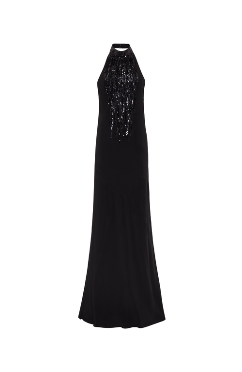 Brunello Cucinelli Sequin-embellished Halterneck Dress In Black