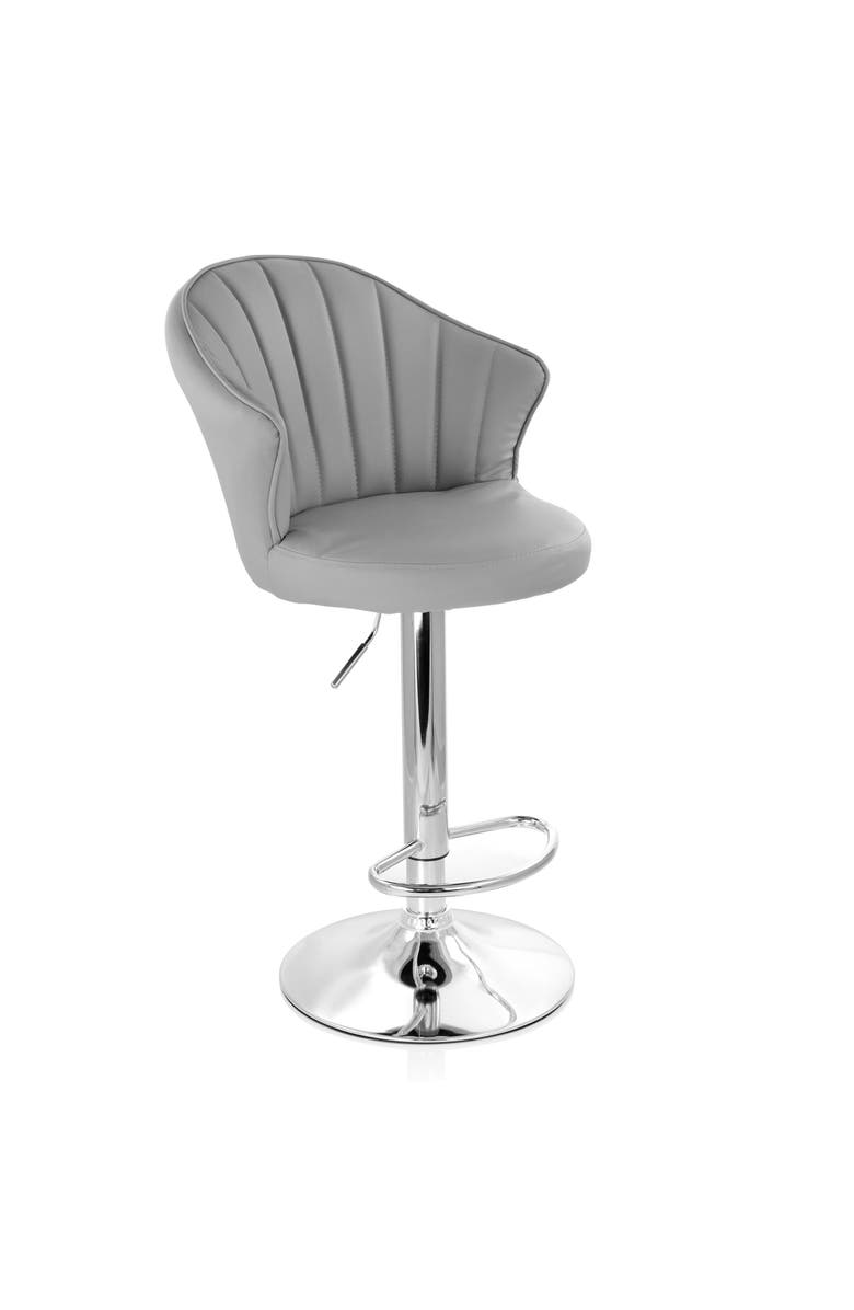 Elama 2 Piece Shell Back Faux Leather Adjustable Bar Stool, Alternate, color, Dark Gray