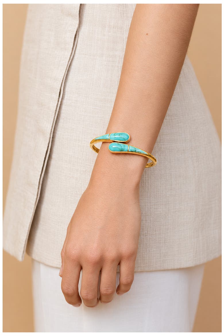 Thin Livorno Stone Wrap Cuff Bracelet, Alternate, color, GOLD/ TURQUOISE