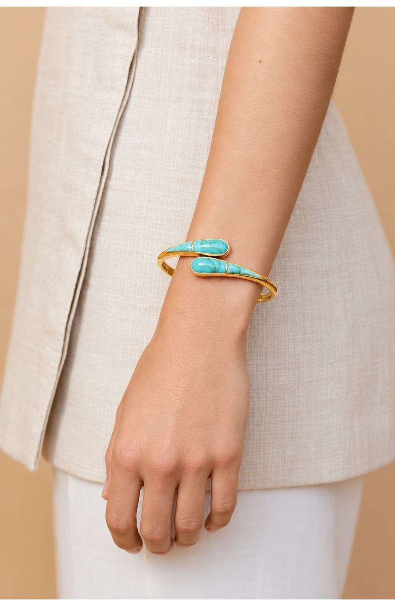 Petit Moments Thin Livorno Stone Wrap Cuff Bracelet, Alternate, color, Gold/ Turquoise