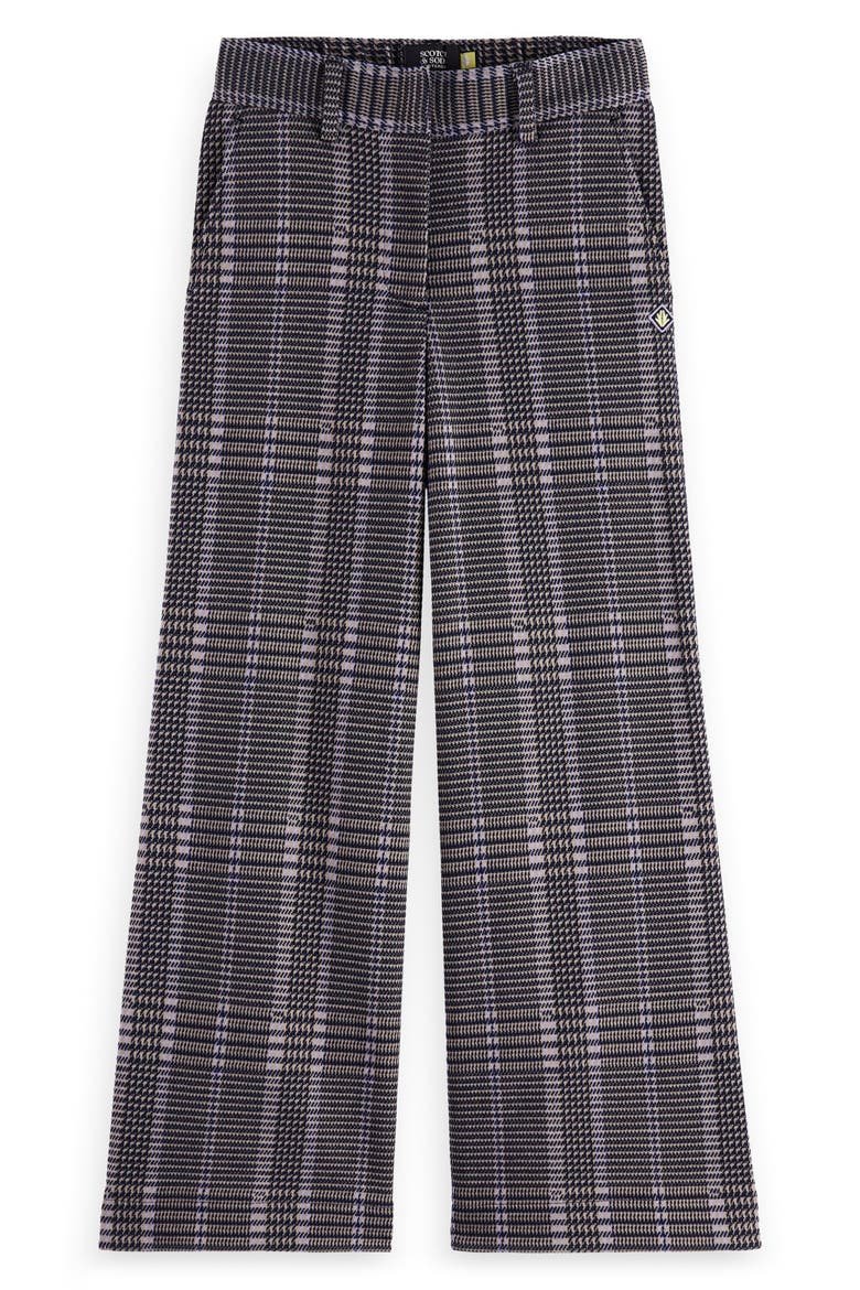 Kids' Check Wide Leg Pants, Main, color, PLAZA TAUPE CHECK