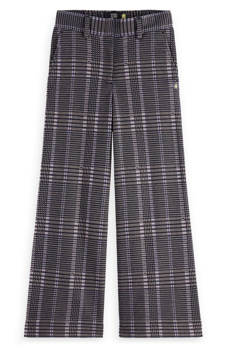 Scotch & Soda Kids' Check Wide Leg Pants, Main, color, Plaza Taupe Check