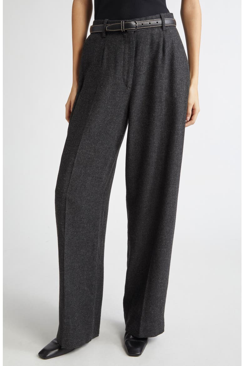 Wide Leg Flannel Trousers, Main, color, CHARCOAL MELANGE