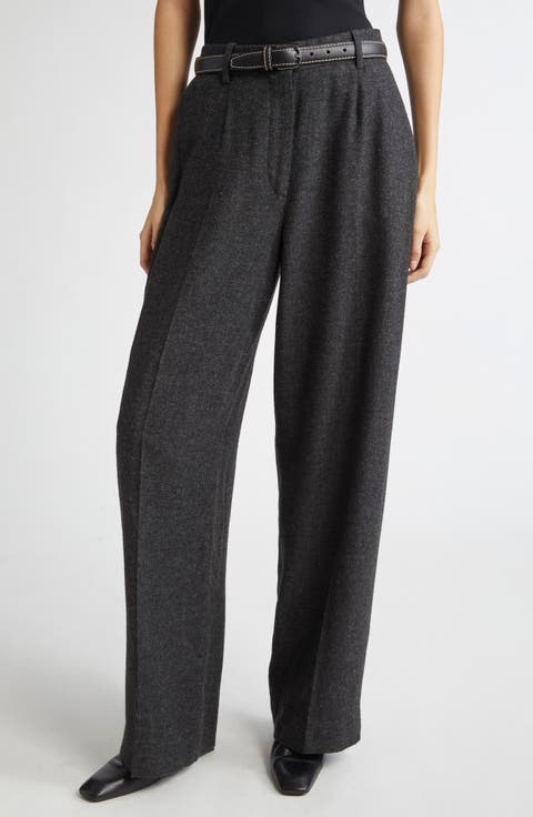 Wide Leg Flannel Trousers