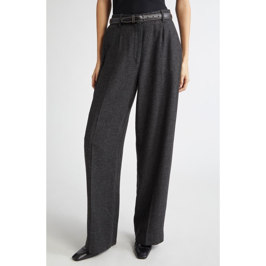 Totême Toteme Wide Leg Flannel Trousers In Gray