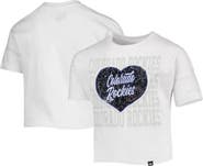 New Era Girls Youth New Era White Colorado Rockies Flip Sequin Heart Crop Top