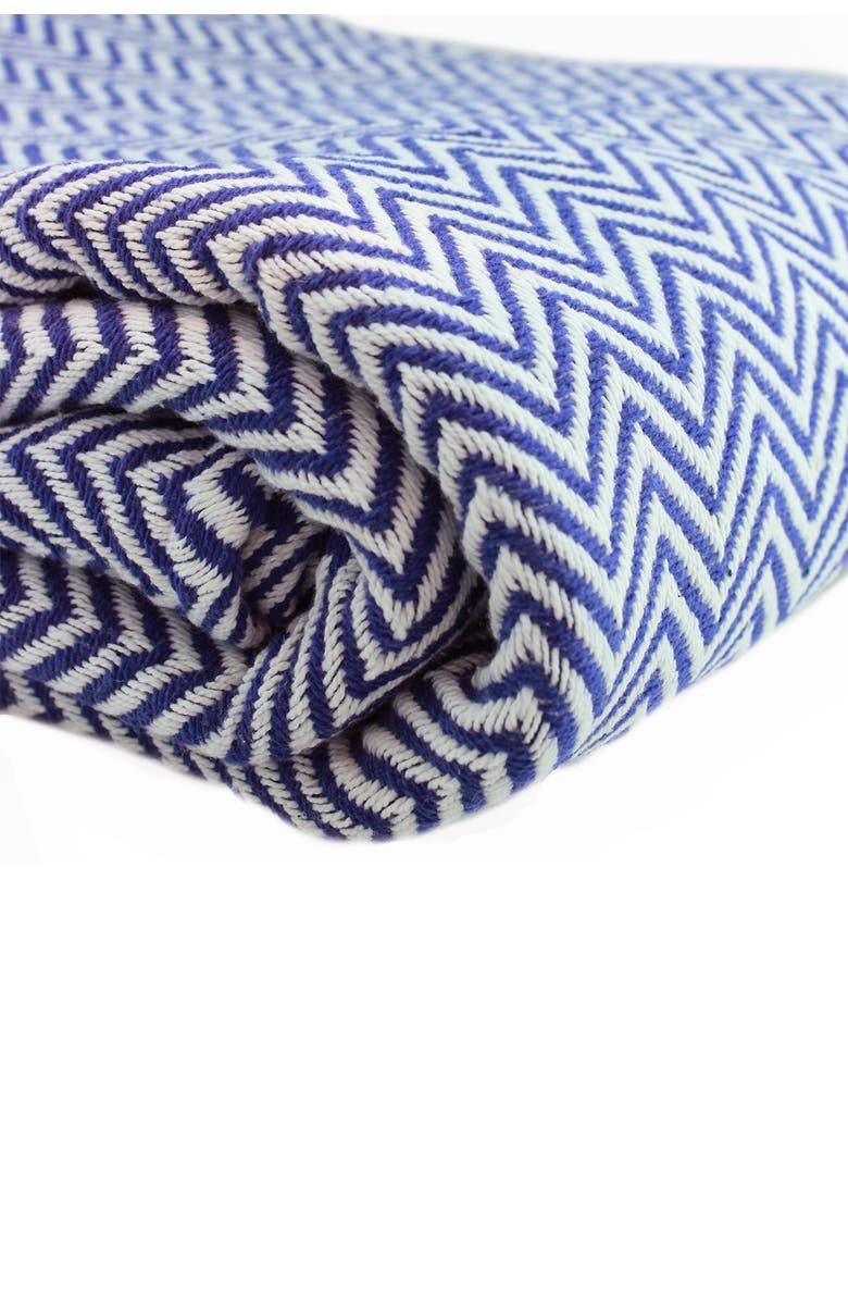 MELANGE HOME Cotton Herringbone Blanket, Alternate, color, Navy