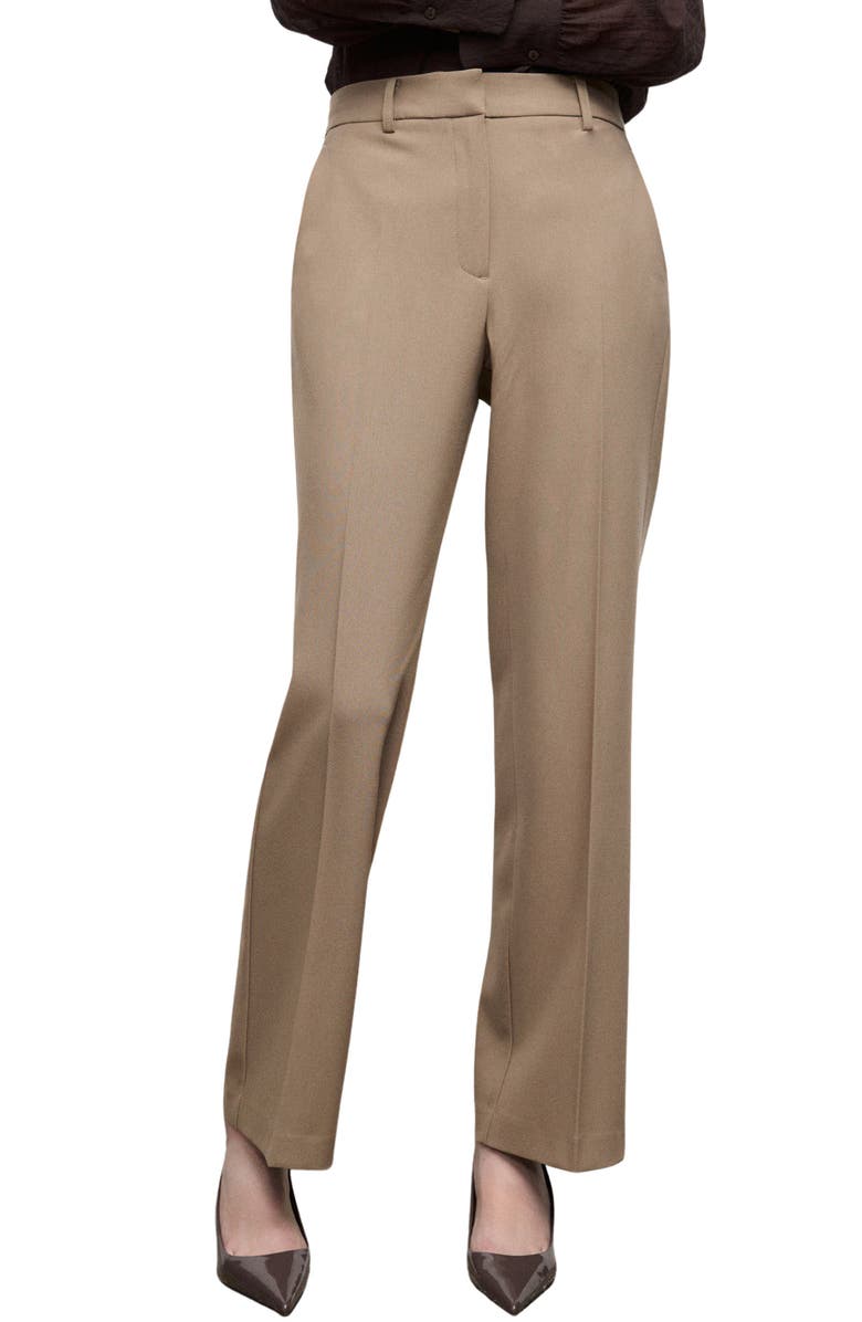 MANGO Carlos Straight Leg Trousers, Main, color, Medium Brown