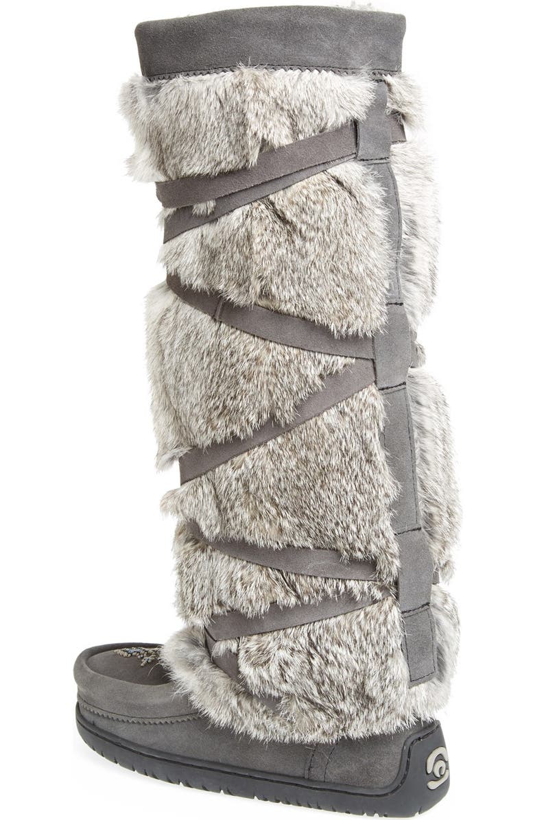 Manitobah Mukluks Genuine Rabbit Fur Tall Wrap Boot, Alternate, color,