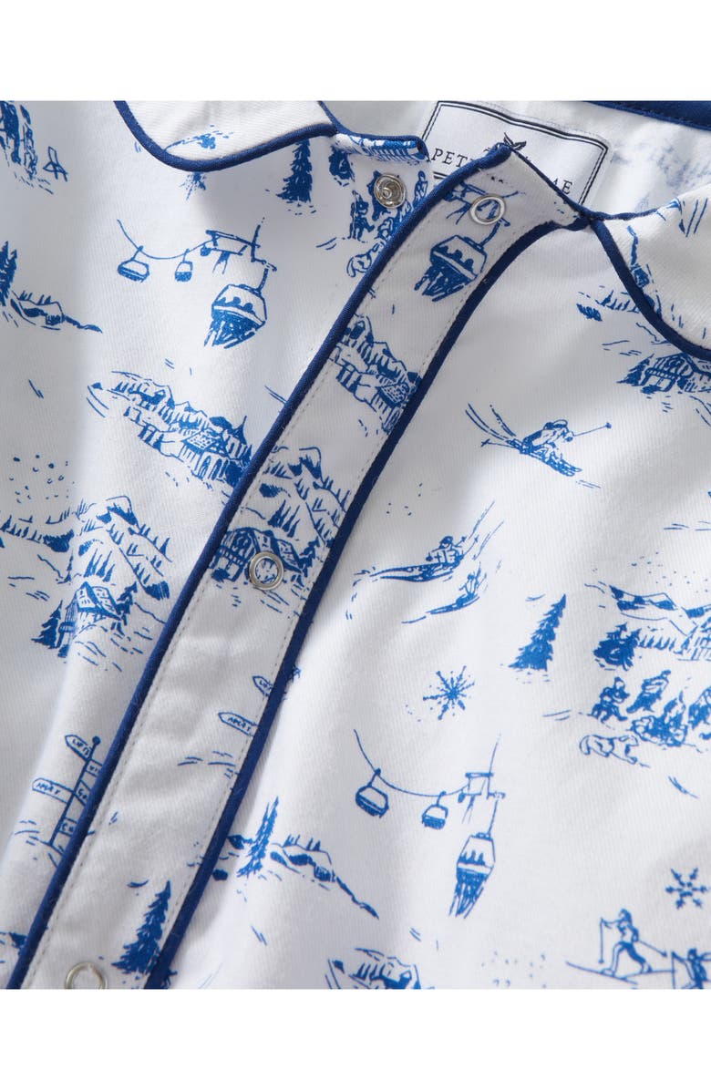 Petite Plume Cambridge One-Piece Brushed Twill Pajamas, Alternate, color, Navy