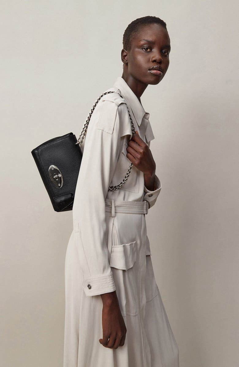 Mulberry Lily Leather Satchel, Alternate, color, Black / Silver