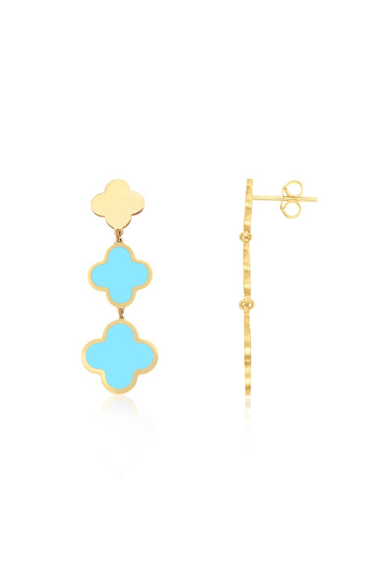 Turquoise Graduating Clover Dangle Earrings, Main, color, Turquoise