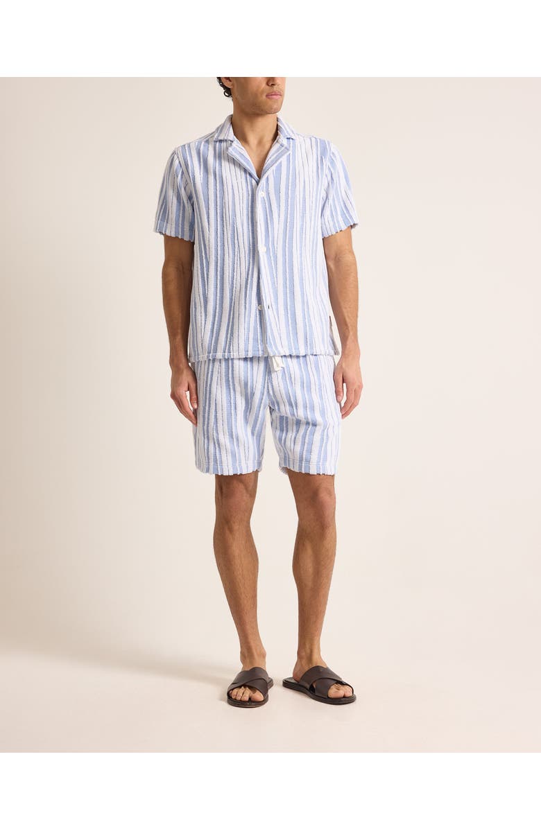 Orlebar Brown Howell Towelling Relaxed Towelling Stripe Shirt, Alternate, color, Aero Blue/White Sand