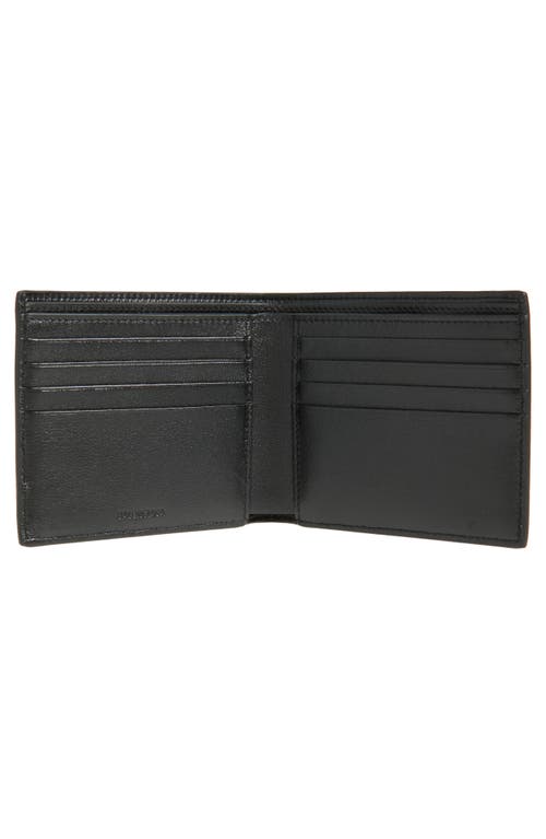 Balenciaga Cash Logo Leather Bifold Wallet In 1074 Black/l Sky Blue
