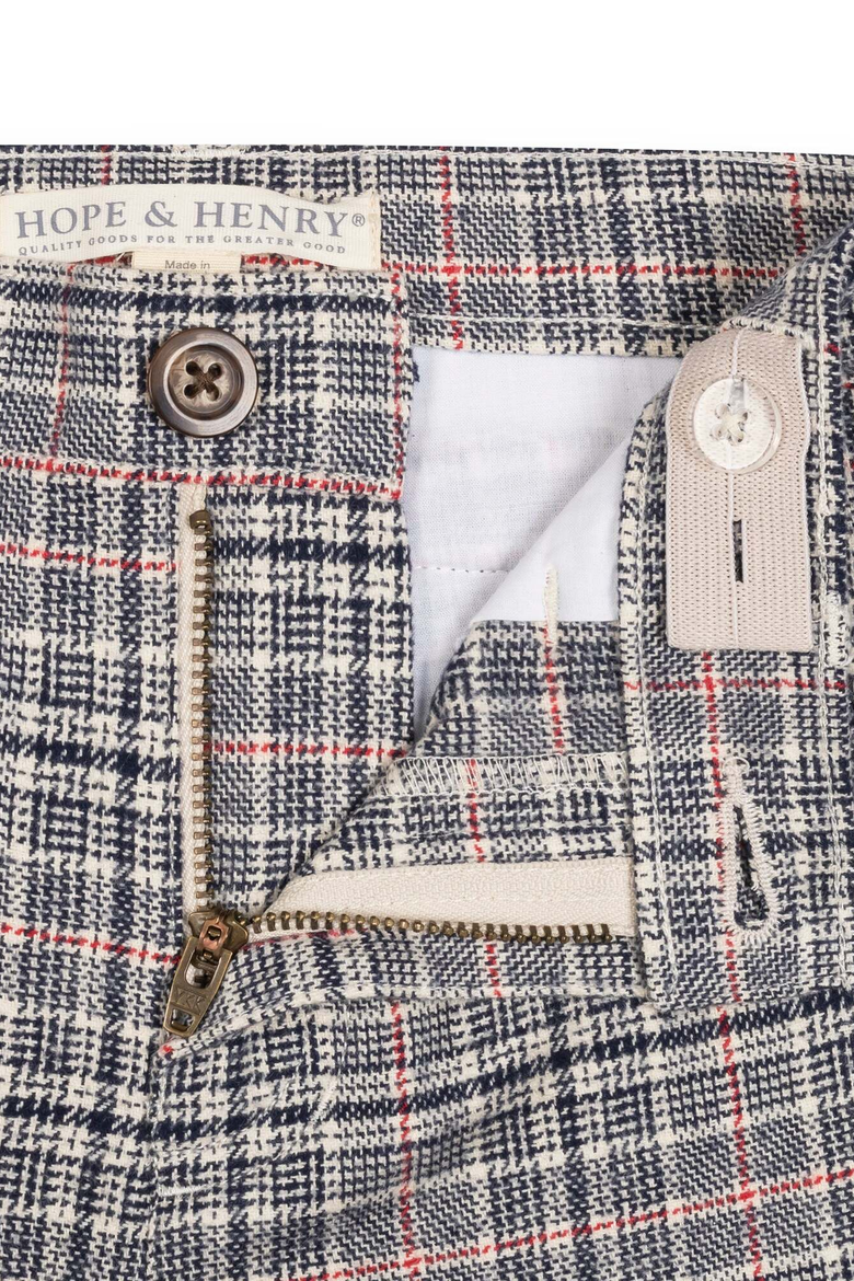 Kids' Organic Brushed Cotton Suit Pants, Alternate, color, Navy Glen Plaid