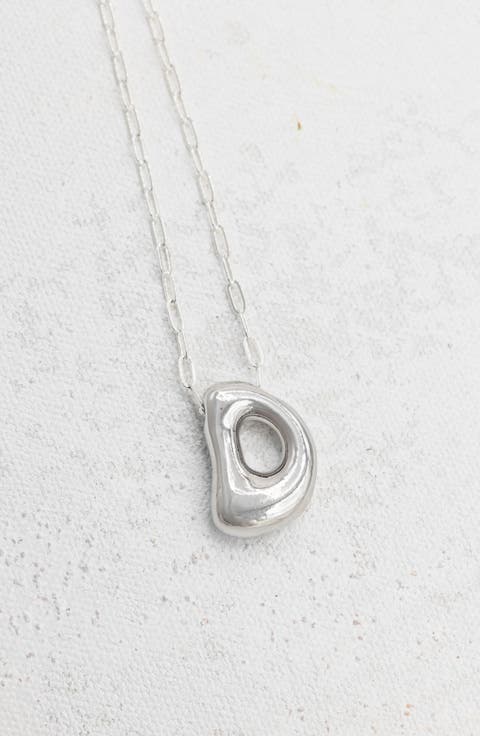 Small Paperclip Necklace with Silver Letter Charm