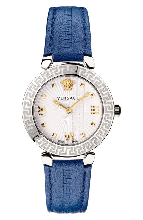 Greca Icons Leather Strap Watch, 36mm