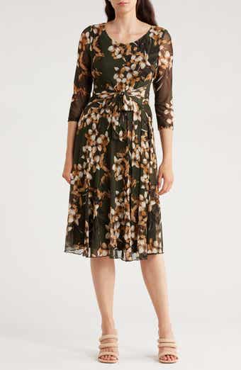 Connected Apparel Long Sleeve Mesh A-Line Dress