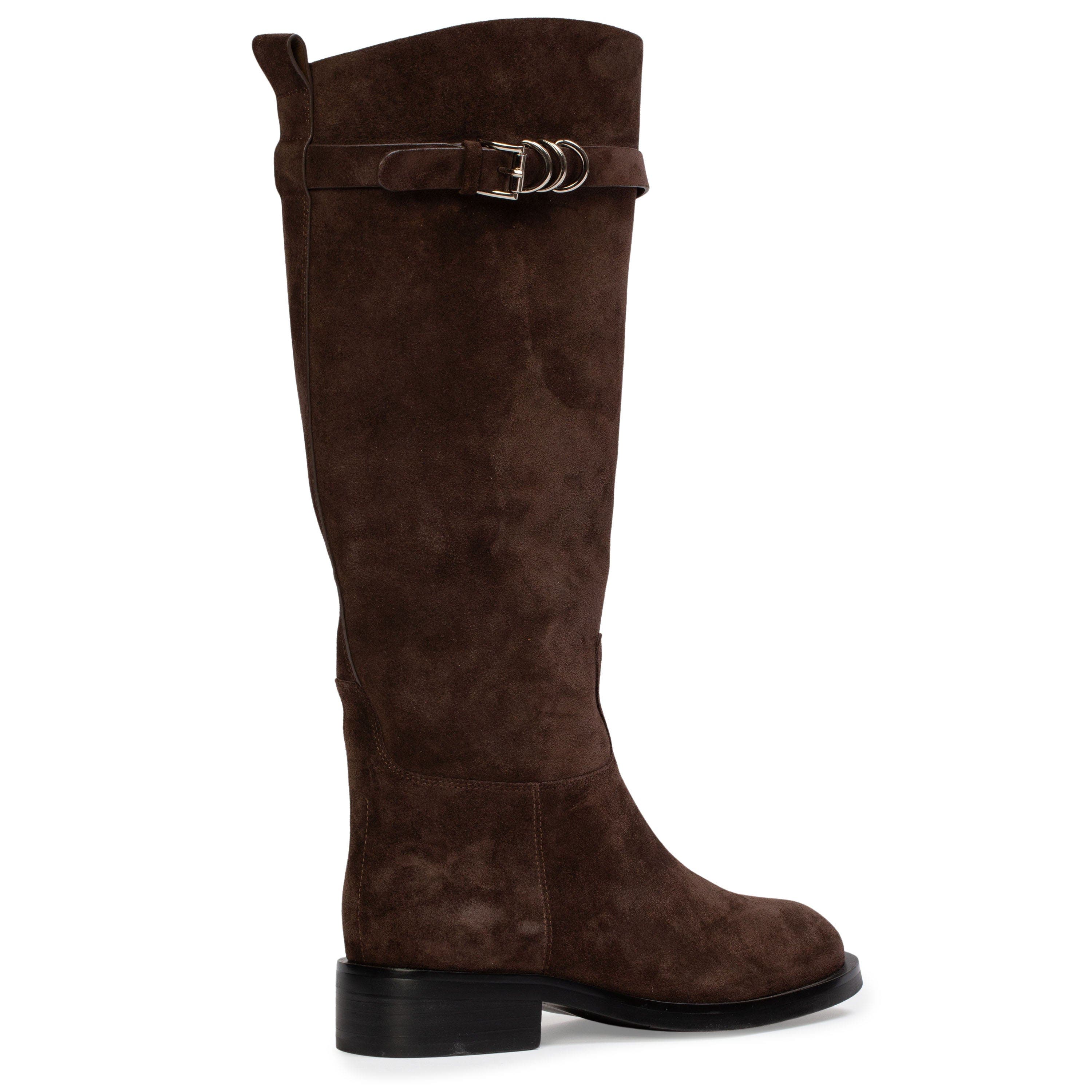 BLACK SUEDE STUDIO Ashley Suede Boot, Alternate, color, Dark Brown Suede