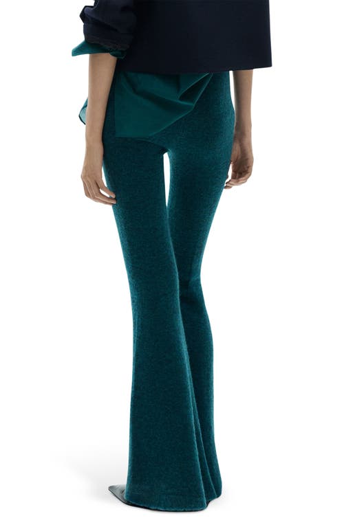 Mango Flare Knit Pants In Petrol Blue