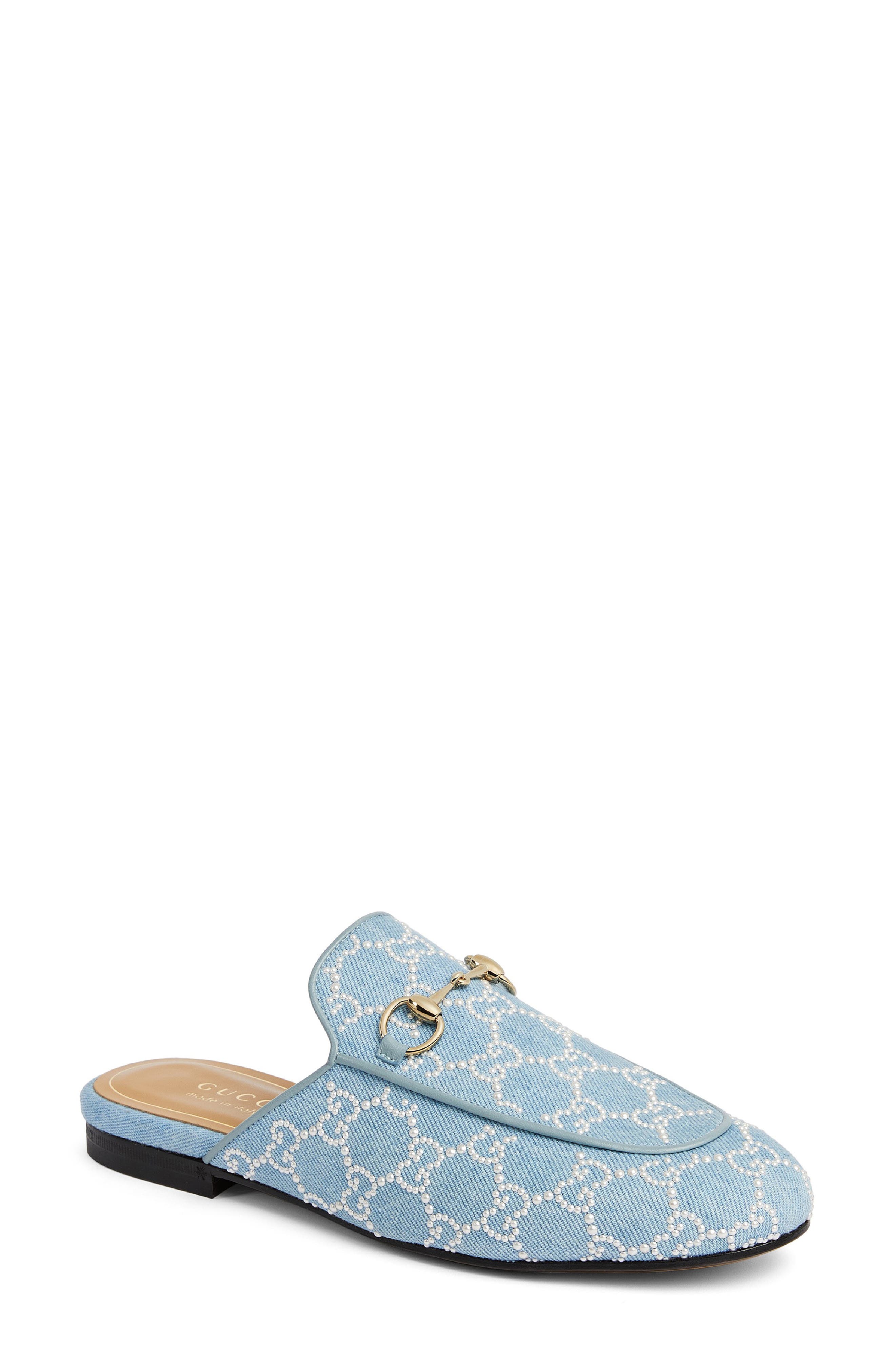 Gucci Princetown Horsebit GG Monogram Loafer Mule, Main, color, Blue