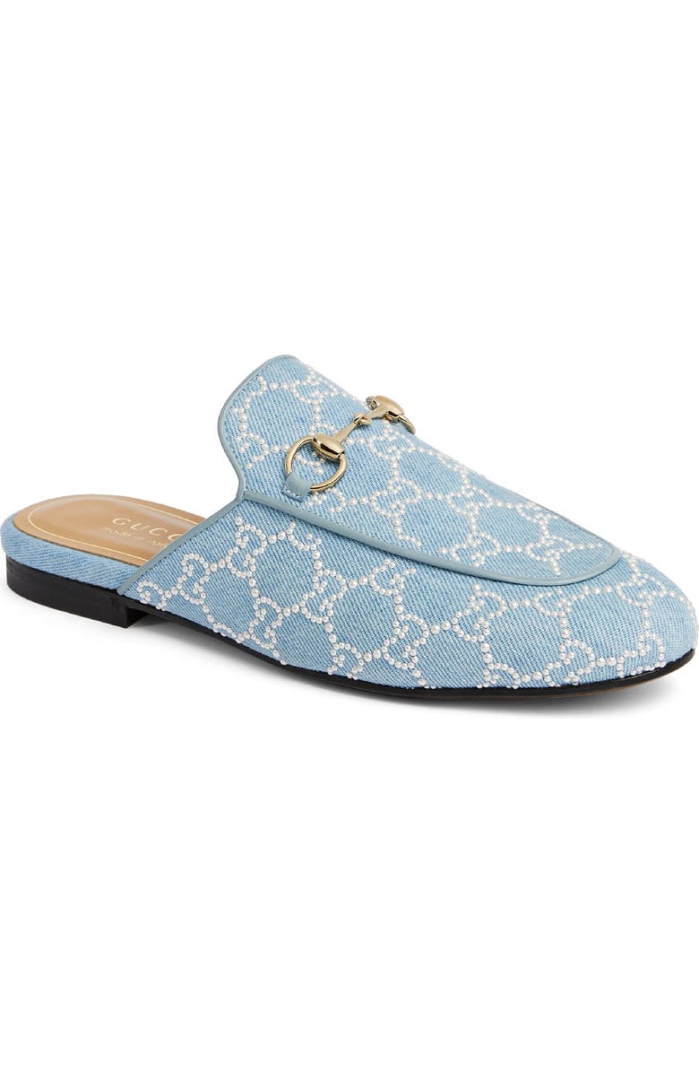 Gucci Princetown Horsebit GG Monogram Loafer Mule, Main, color, Blue
