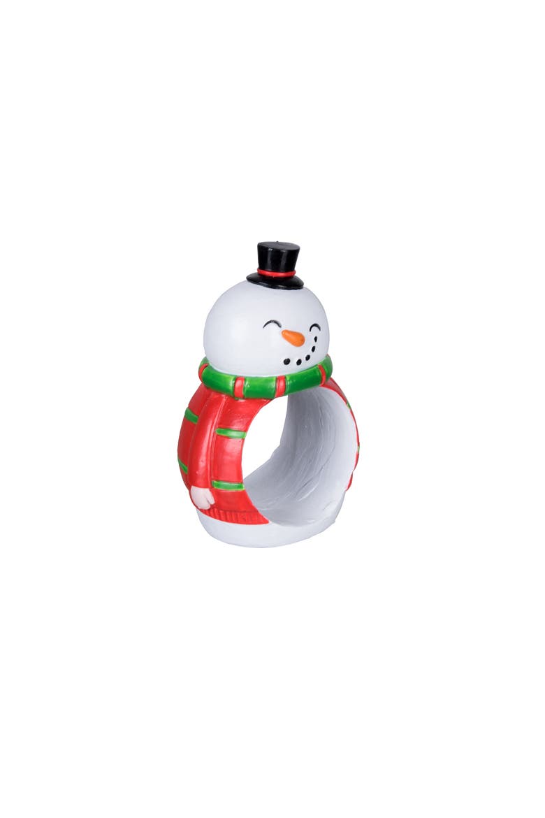 Snowman Napkin Rings Set of 4, Alternate, color, Red