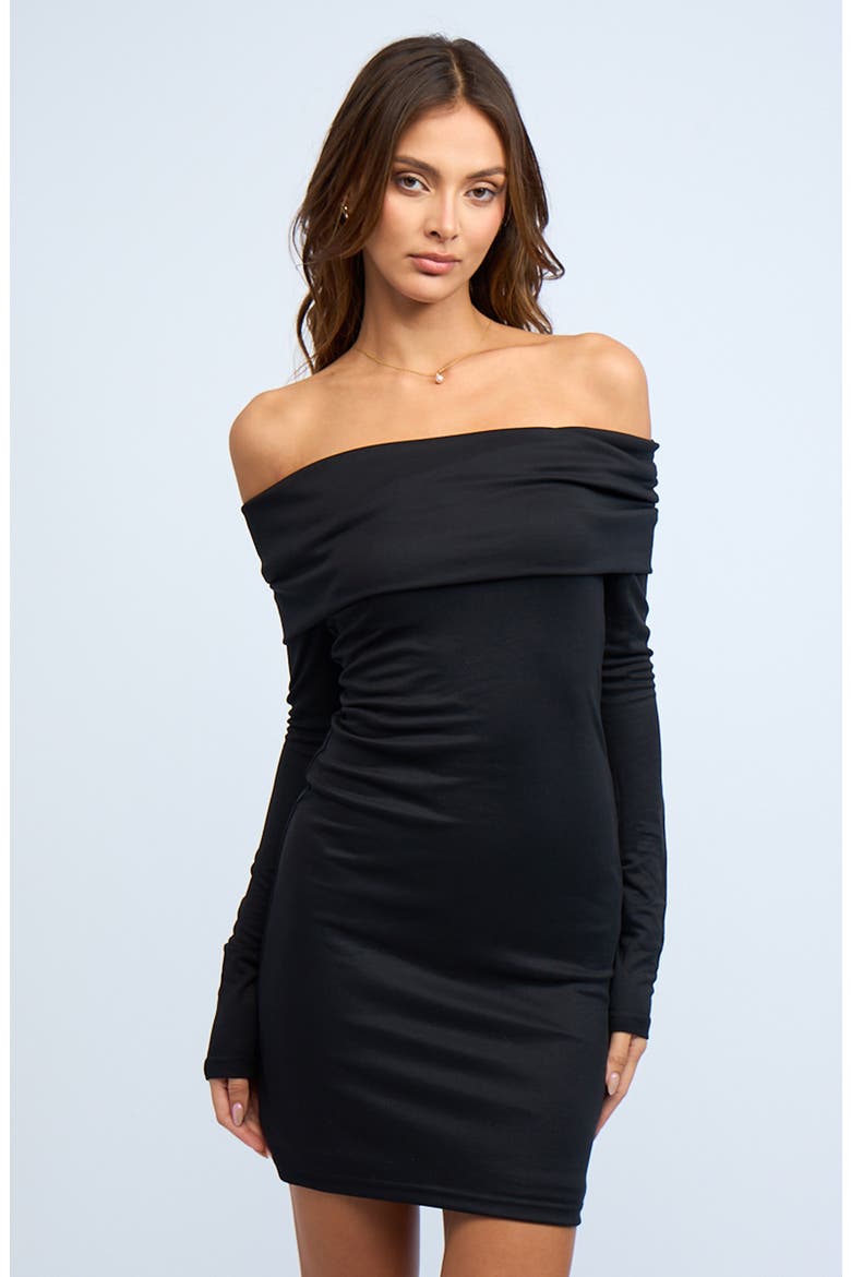 Off the Shoulder Long Sleeve Minidress, Alternate, color, NAVY