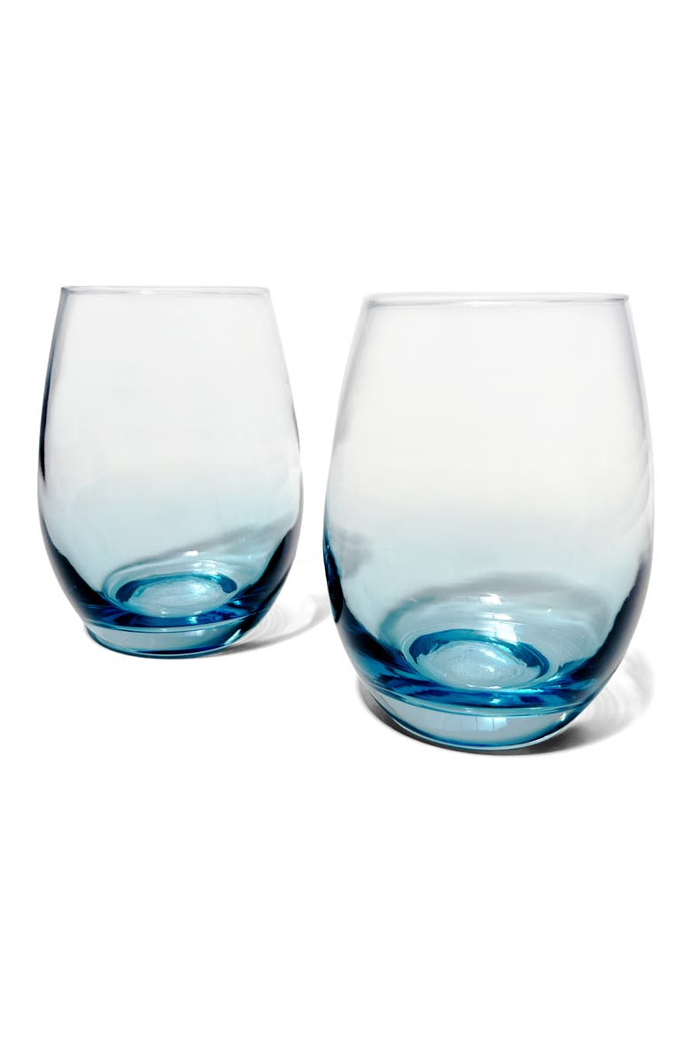 Set of 2 Talianna Ombré Stemless Wine Glasses, Main, color, SKY BLUE