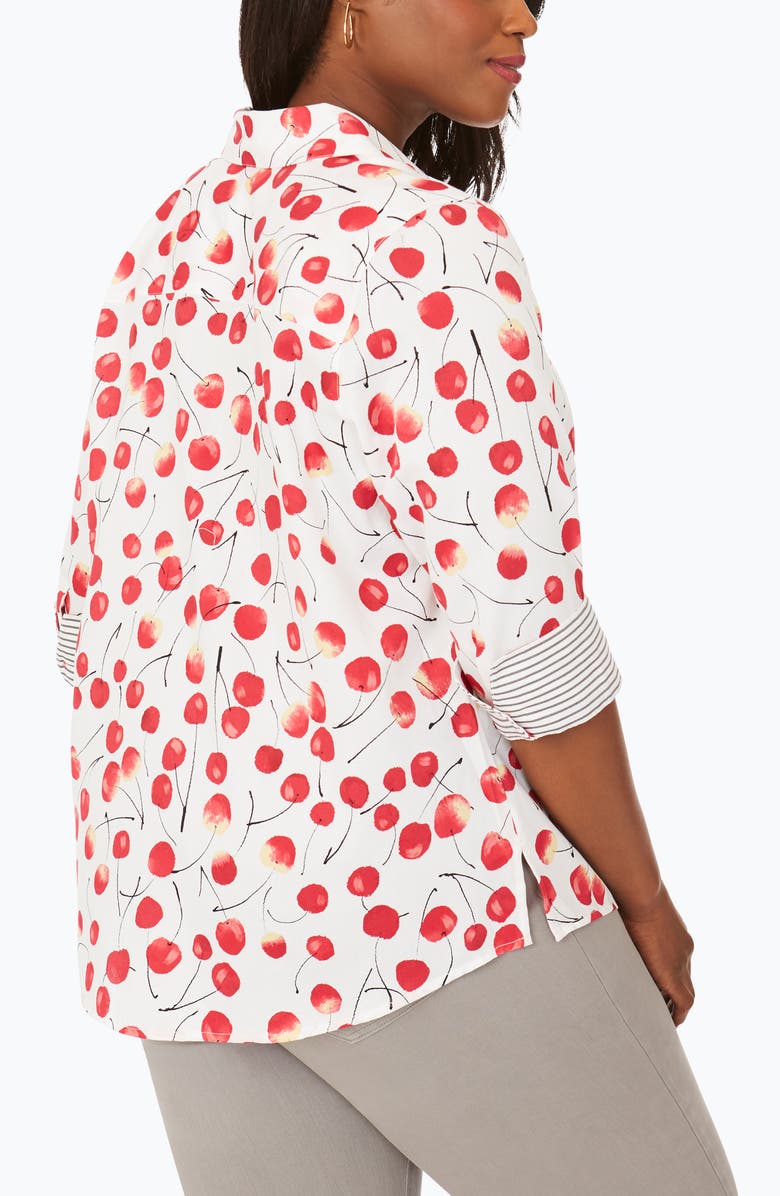 Foxcroft Cherry Print Button-Up Shirt, Alternate, color, 