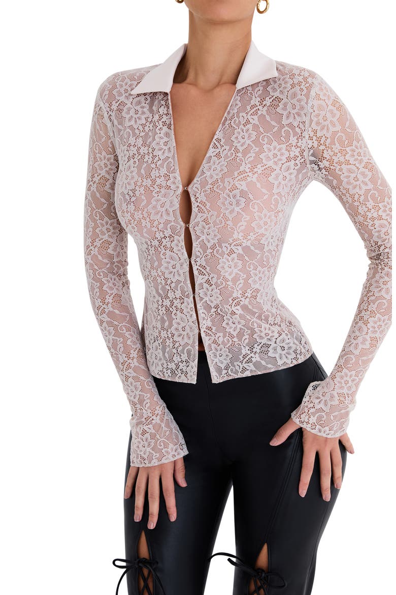Stretch Lace Shirt, Alternate, color, CREAM