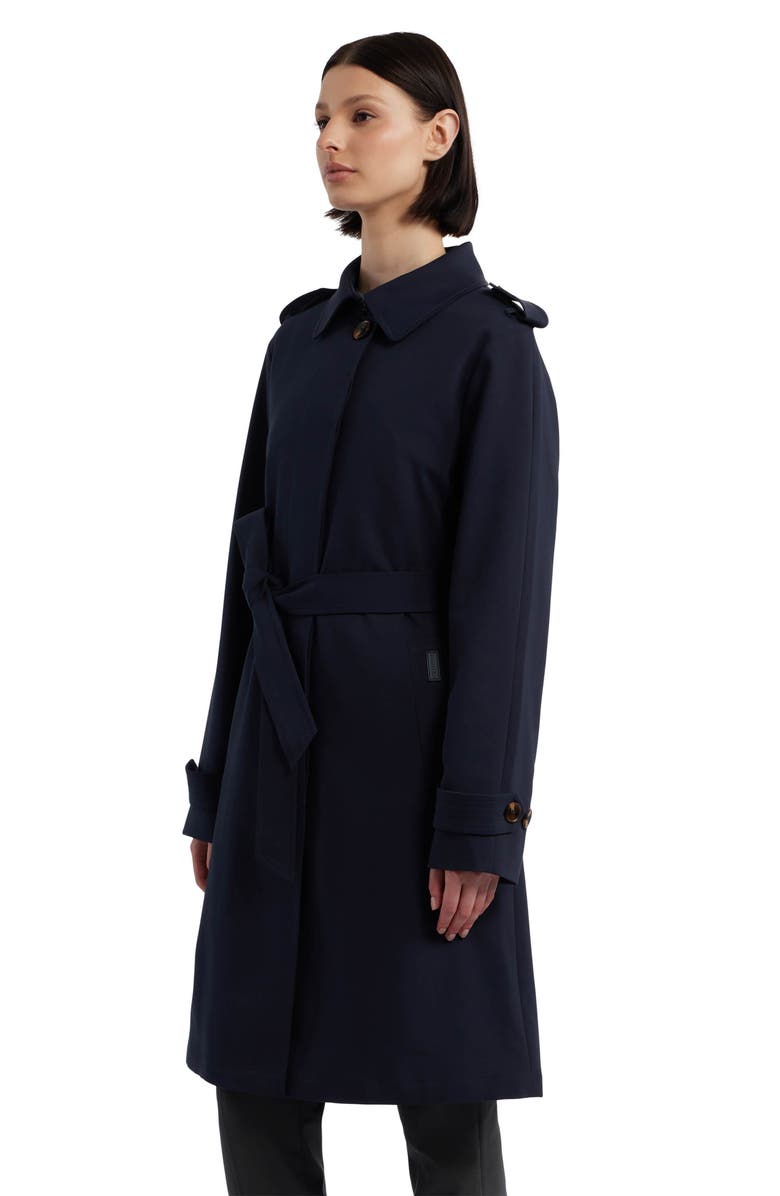 Hunter Stella Gab Tie Waist Trench Coat, Alternate, color, Navy