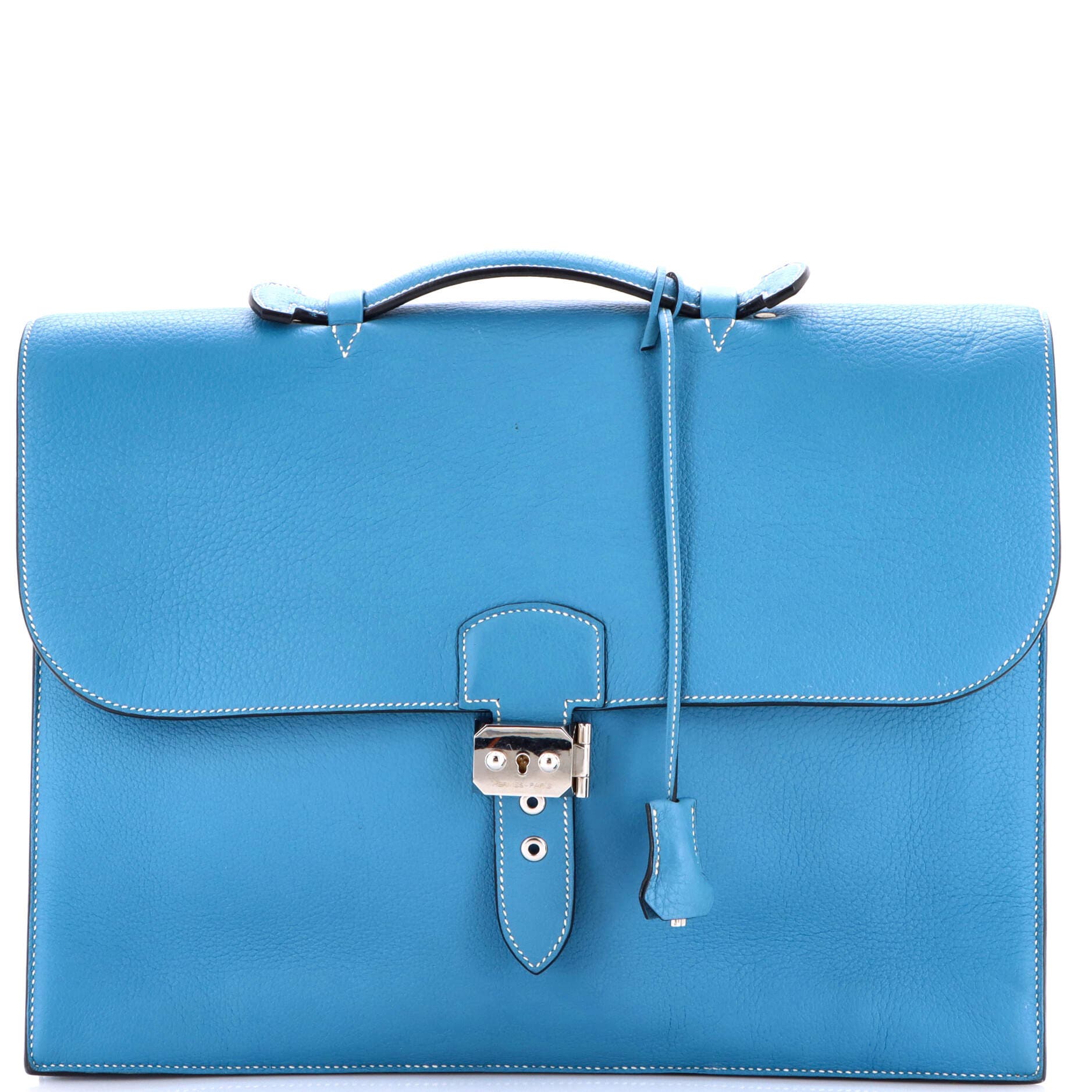 Pre-Owned Hermes Sac a Depeches Bag Togo 38, Main, color, Bleu Jean
