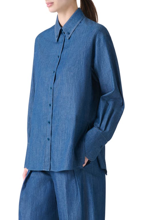 Akris Punto Oversize Denim Button-down Shirt In Blue