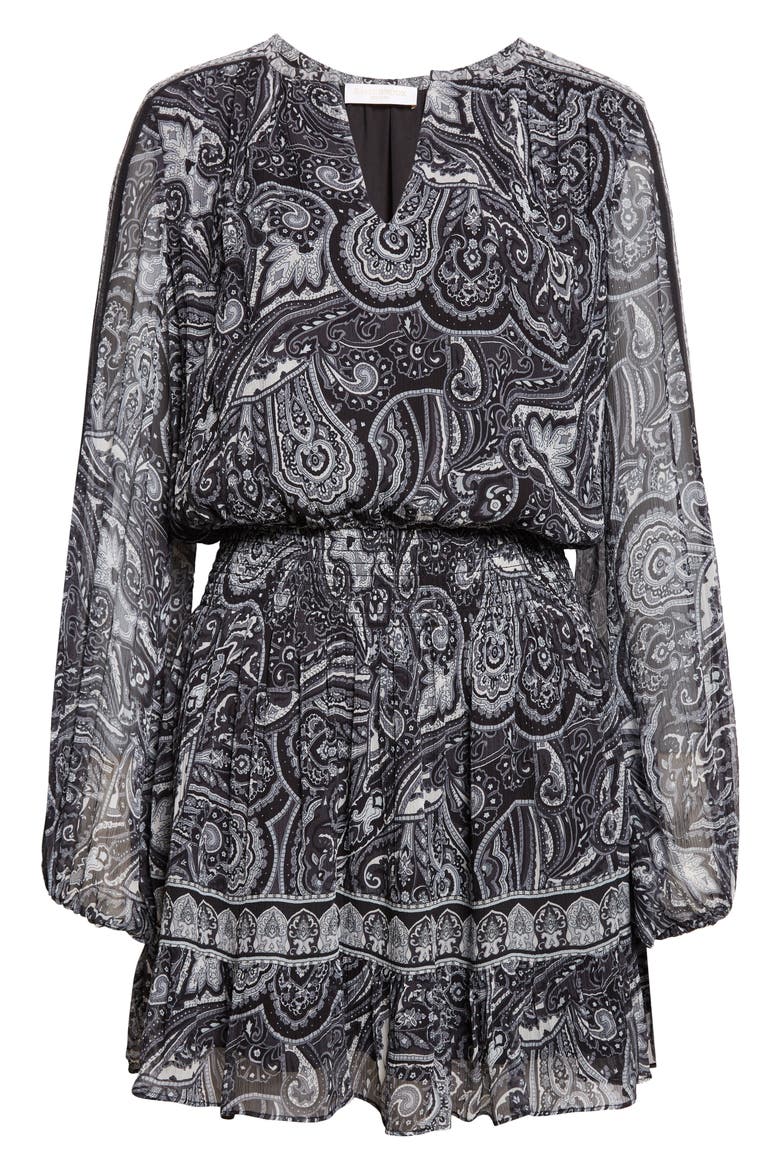 Maricela Paisley Long Sleeve Minidress, Alternate, color, BLACK PAISLEY