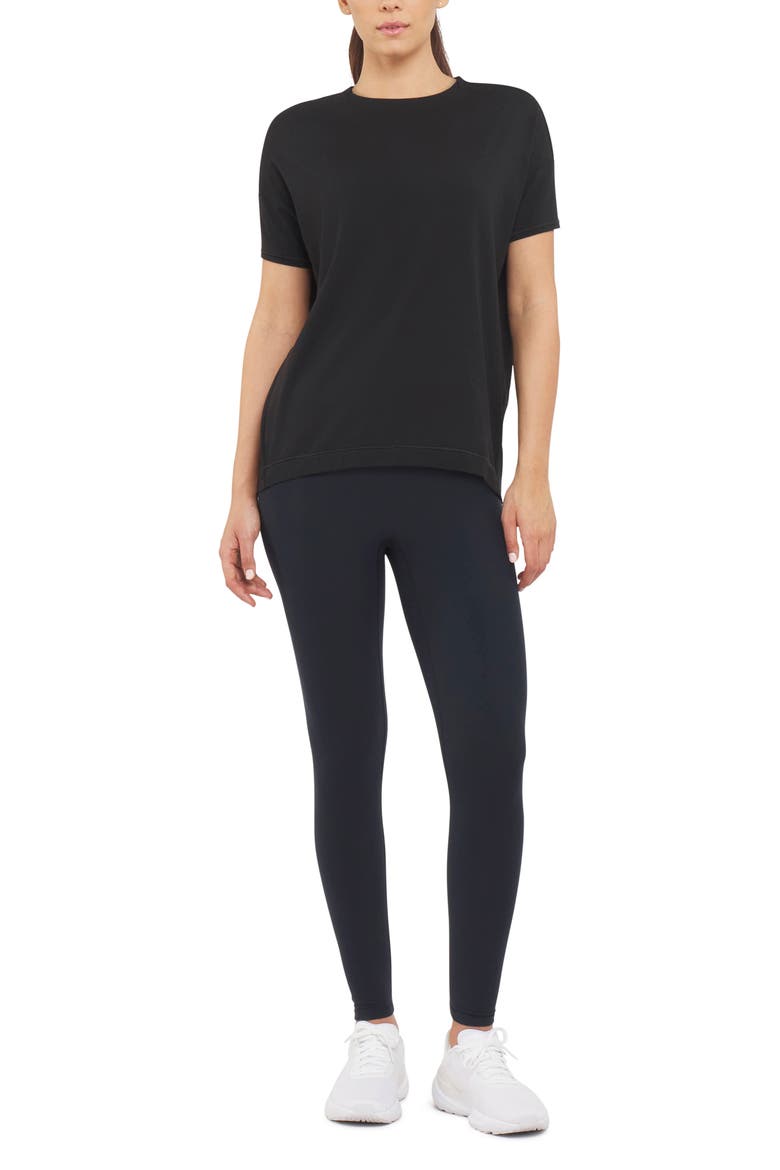 Supernatural Flow Short Sleeve Cotton Blend Top, Alternate, color, VERY BLACK