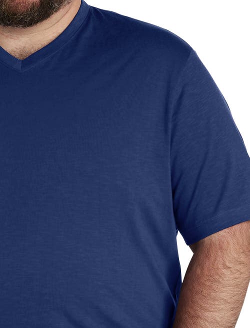 Harbor Bay By Dxl Slub Knit V-neck T-shirt In Blue Depths